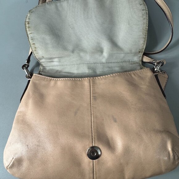 COACH Soho Shell Pearlescent Leather Flap Small Crossbody Purse Bag - Picture 10 of 16